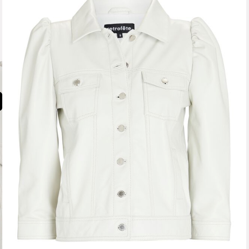 New Retrofete White Leather Ada Jacket Large